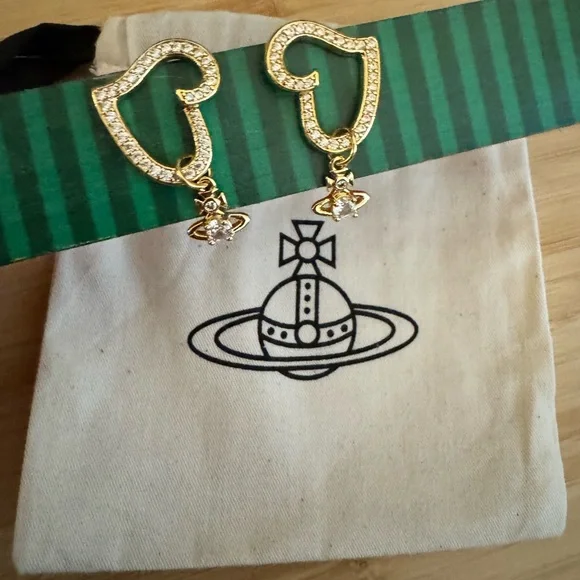 Vivienne Westwood Heart orb Dangle Earrings - Picture 1 of 5